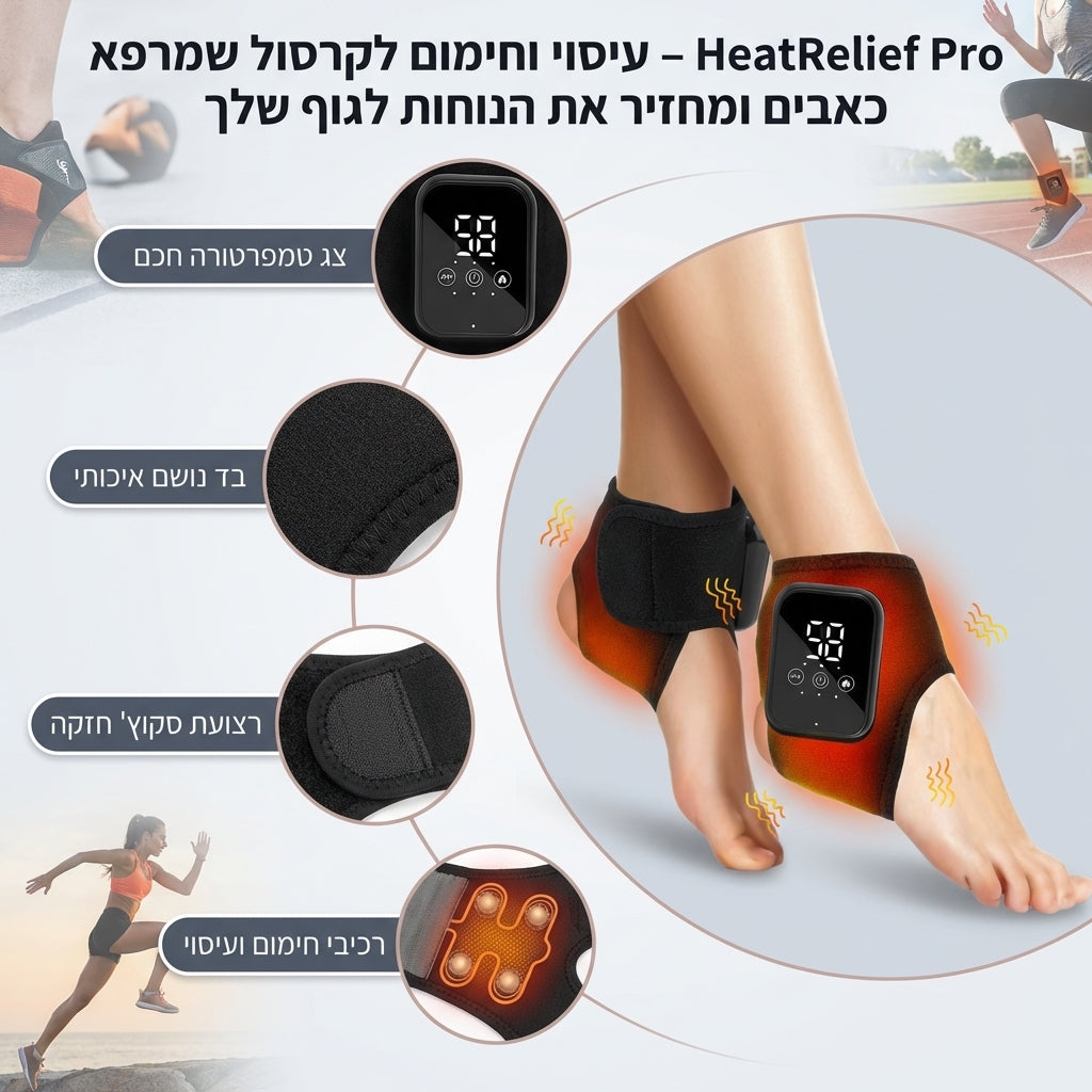 HeatRelief Pro – עיסוי וחימום לקרסול שמרפא כאבים ומחזיר את הנוחות לגוף שלך